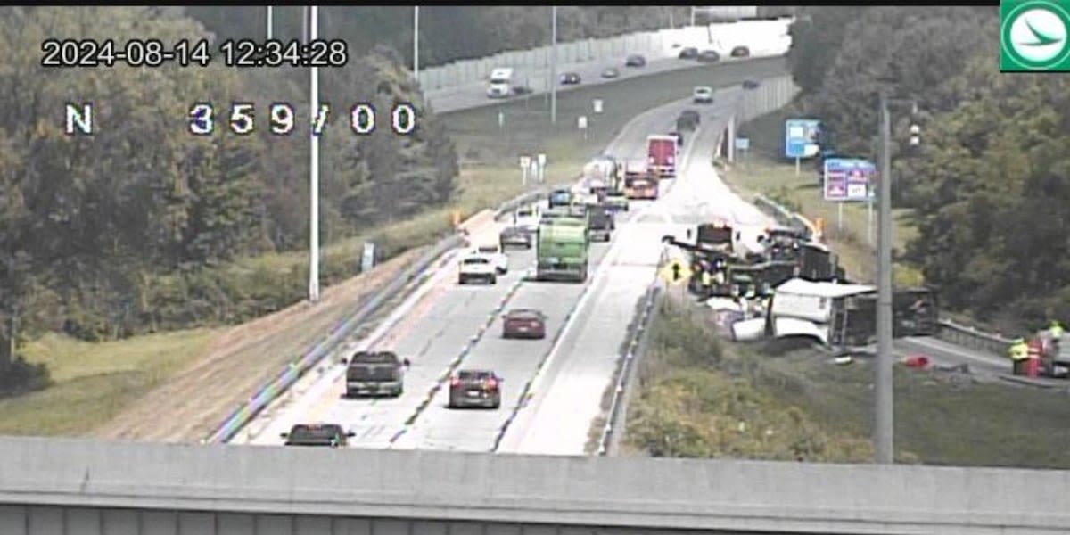 OSHP: Semi-truck overturns after driver loses control on I-475 exit ramp, causing closure