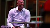 Alonzo Harding Mourning Jr., former Miami Heat player, laughs at the end of an interview during the 2023 Miami Heat Draft Watch Party...