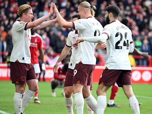 ...vs Nottingham Forest: Erling Haaland back with a bang as assist king Kevin De Bruyne inspires rusty champions to vital win in title race | Goal.com English Oman