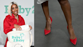 Kelly Rowland Dons Bold Red Suede Pumps While Providing Support at Baby2Baby Headquarters