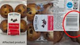 Aldi chocolate chip muffins recalled due to walnut allergy concerns