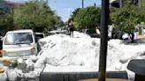 How a hailstorm and flash floods in Mexico trapped trucks in chunks of ice