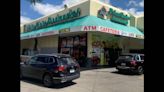 Beer, fruit, rice vulnerable to vermin next to open garbage at a Hialeah supermarket