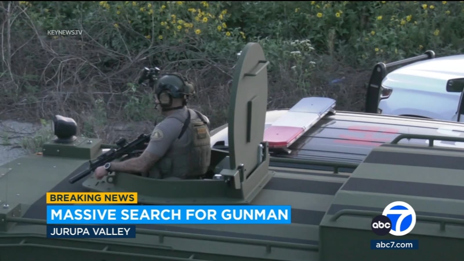 Massive search launched after gunman shoots at sheriff's deputy in Jurupa Valley