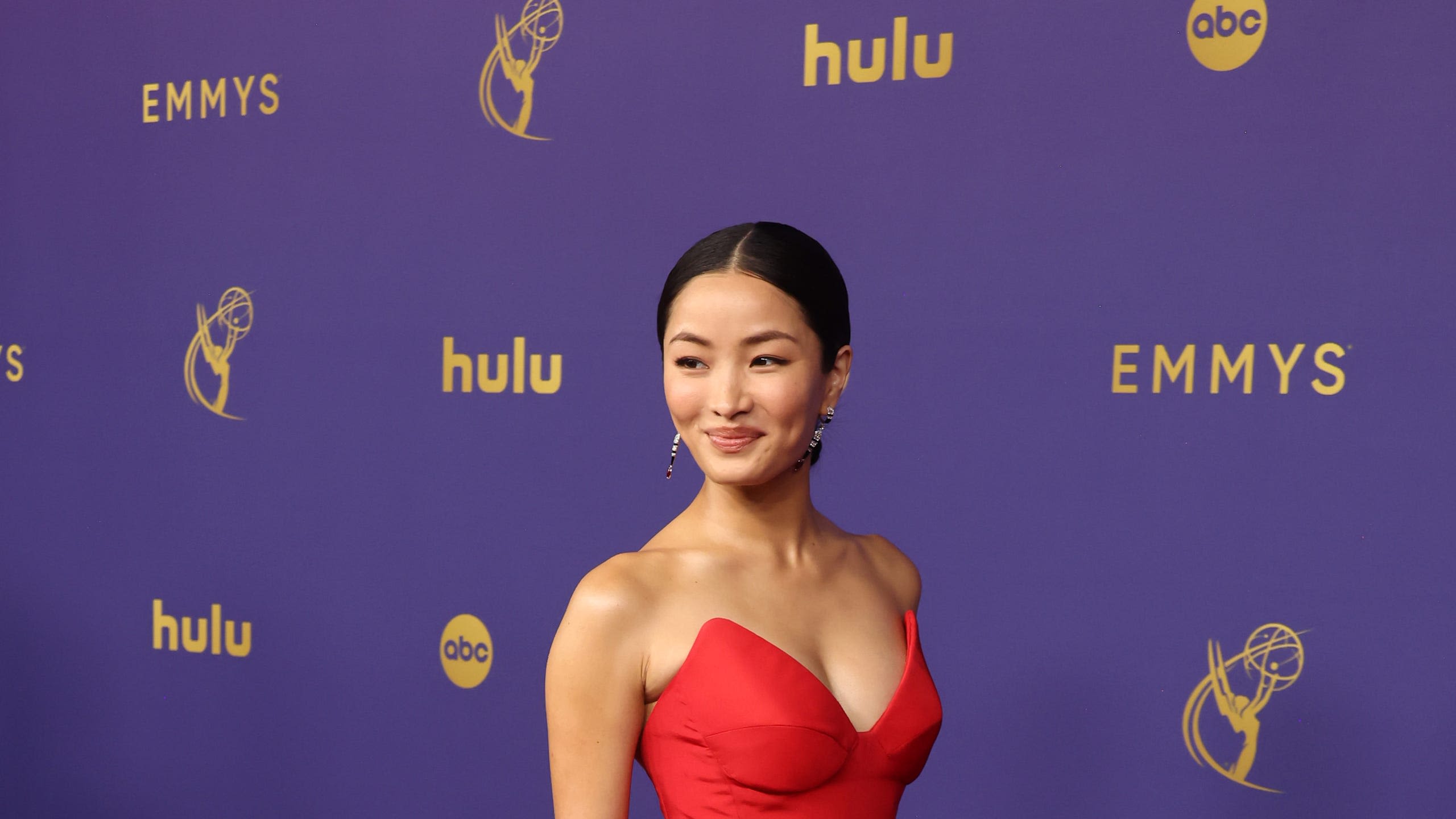 Anna Sawai Arrived in a Stunning Red Gown at the 2024 Emmy Awards