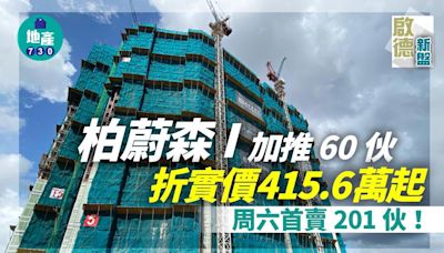 柏蔚森I加推60伙 折實價415.6萬起 周六首賣201伙｜啟德新盤