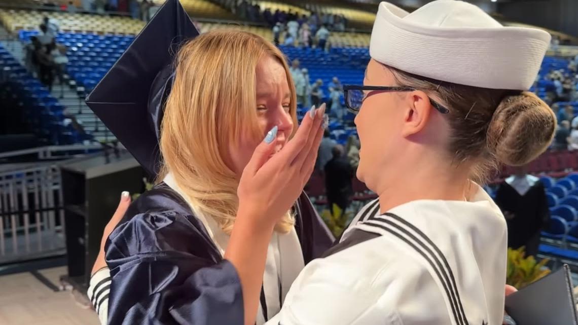 'It's heartwarming': Newsome High School student surprised at graduation by her Navy sister