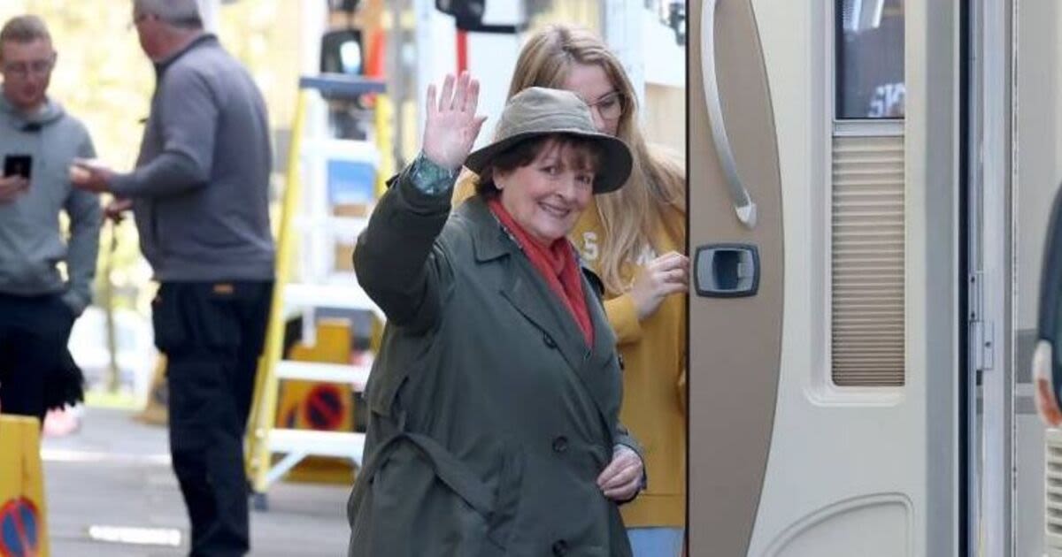 Brenda Blethyn waves to fans Vera fans while filming final episodes