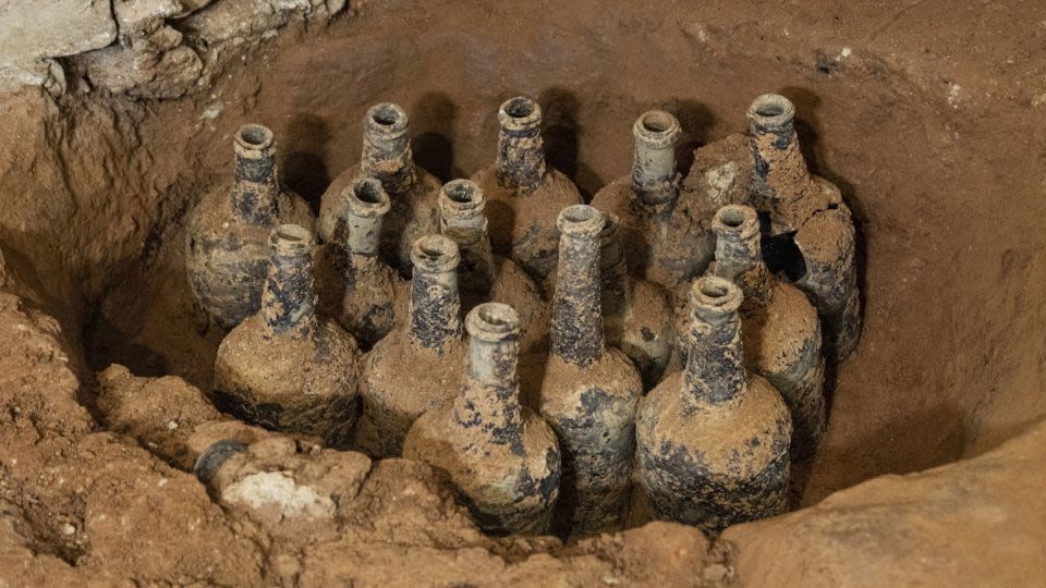 35 bottles from the 18th century filled with cherries unearthed by archeologists at George Washington’s Mount Vernon