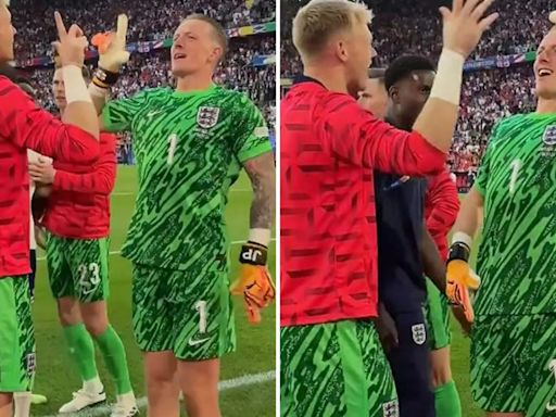 Watch Pickford and Ramsdale unveil new England celebration in unseen footage