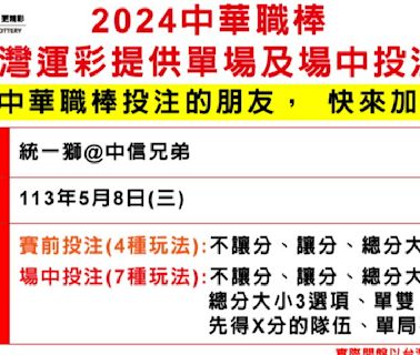 2024首發！台灣運彩中職開放單場、場中投注