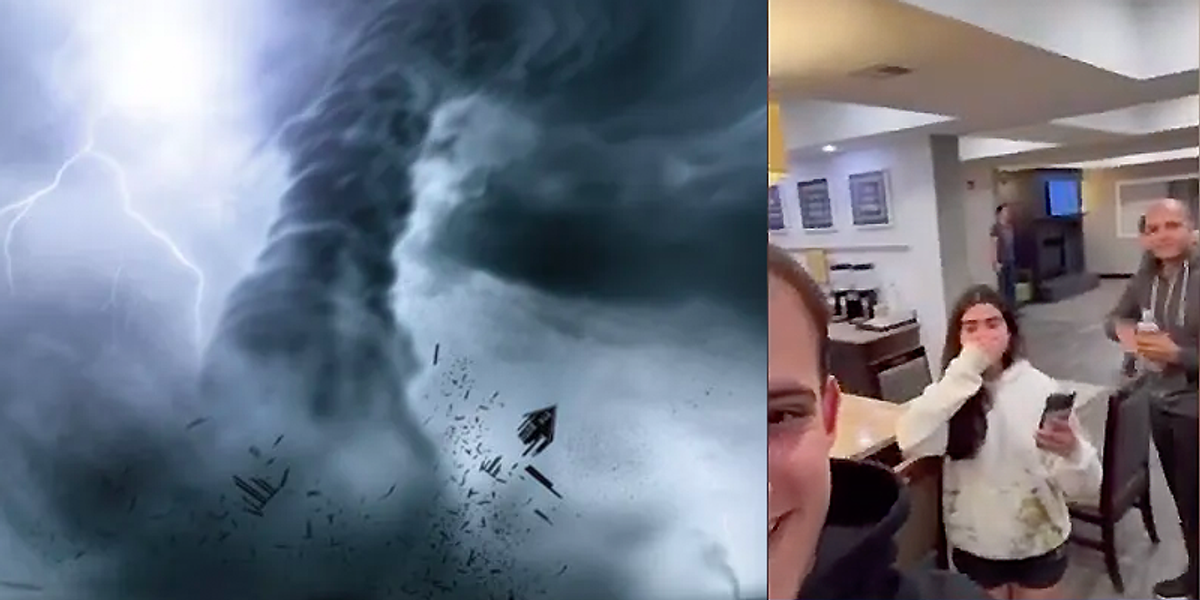 Watch: Tourist family in shock as Oklahoma tornado rips roof off their hotel