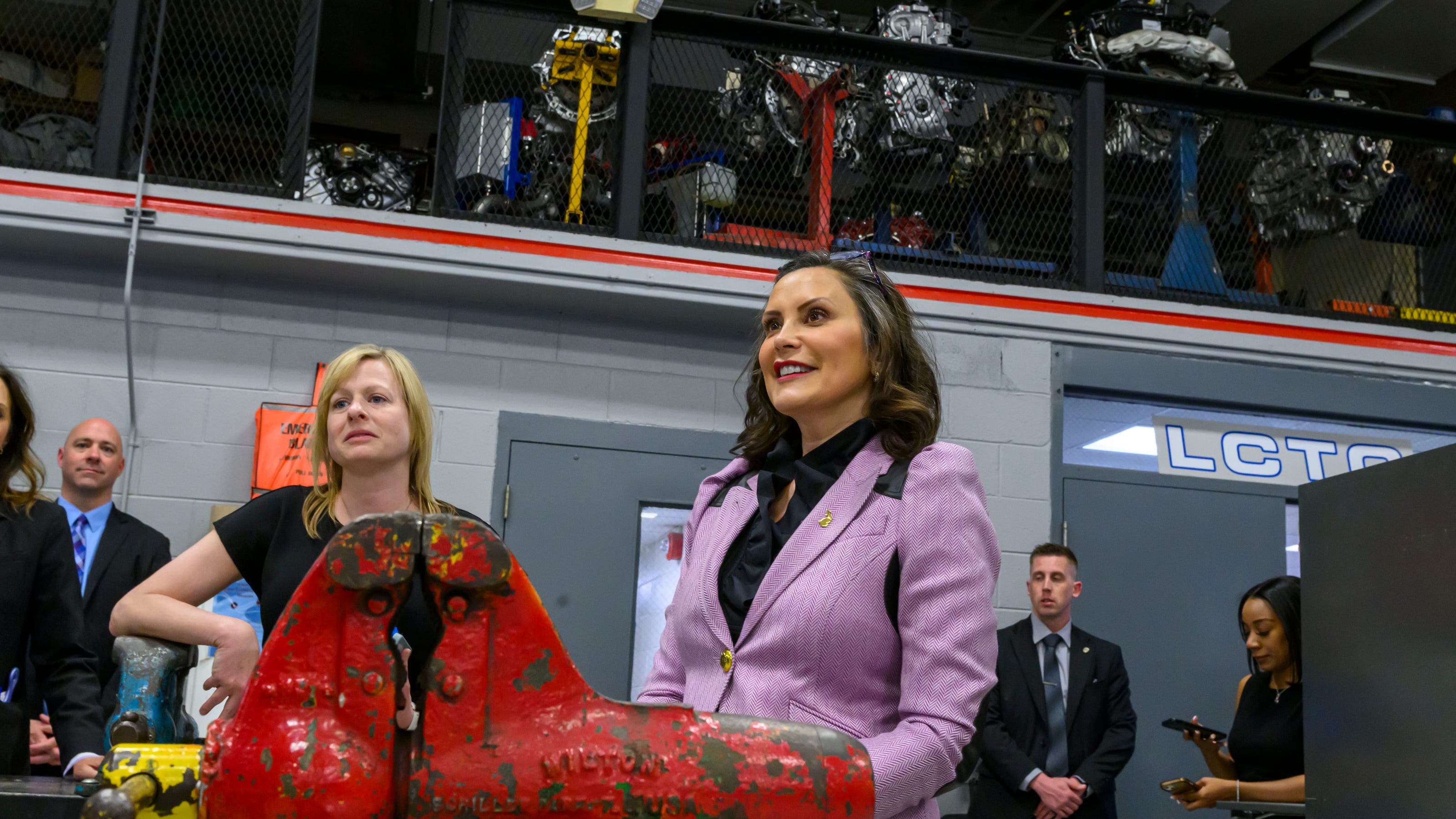 Whitmer pushes free community college plan at Livonia career tech center