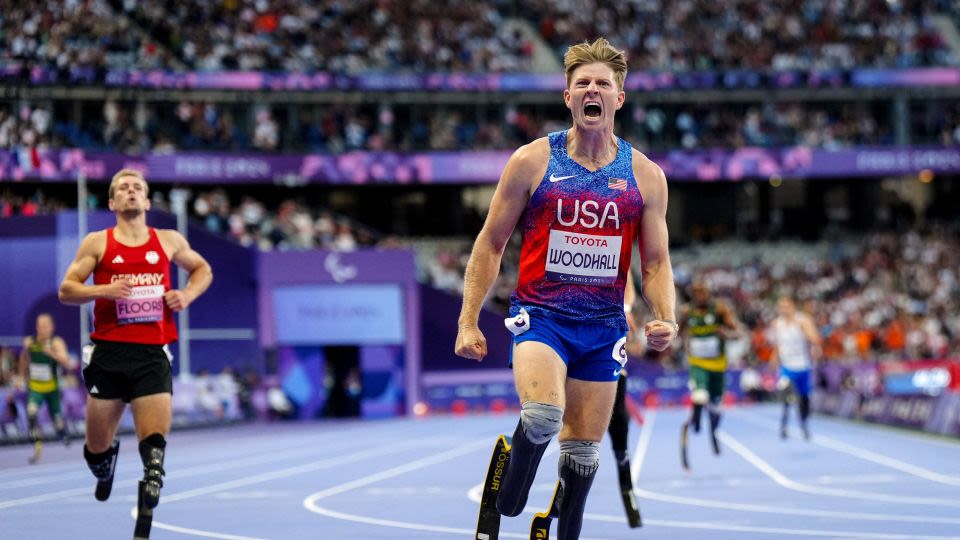 American Paralympic champion Hunter Woodhall drew ‘confidence’ from his wife’s Olympic gold medal