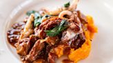 Pork ragu with squid and sweet potato mash recipe