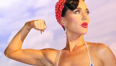 Katy Perry Celebrates July 4th in Nothing But a Star-Shaped American Flag swimsuit