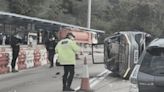 Electric car overturns near Tseung Kwan O Tunnel Bus-Bus Interchange, driver unharmed - Dimsum Daily