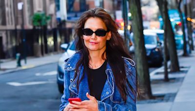 Katie Holmes’s Studded Denim Trench Coat Is Why This Outfit Works