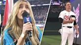 Country star Ingrid Andress performs a national anthem so cringeworthy even the players couldn't keep a straight face