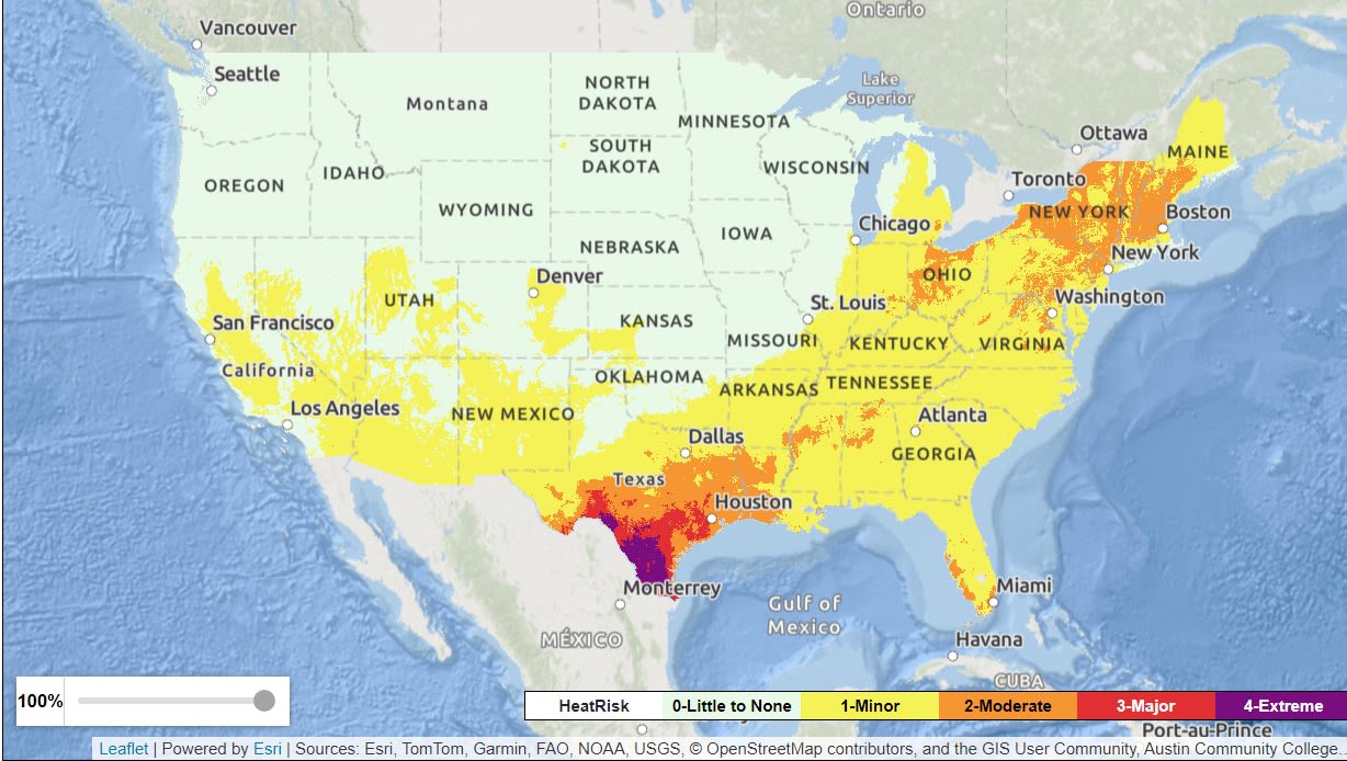 Heat wave map shows US states seeing rising temperatures