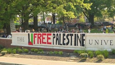 Pro-Palestinian protesters chant, sing despite being told to leave at Johns Hopkins University