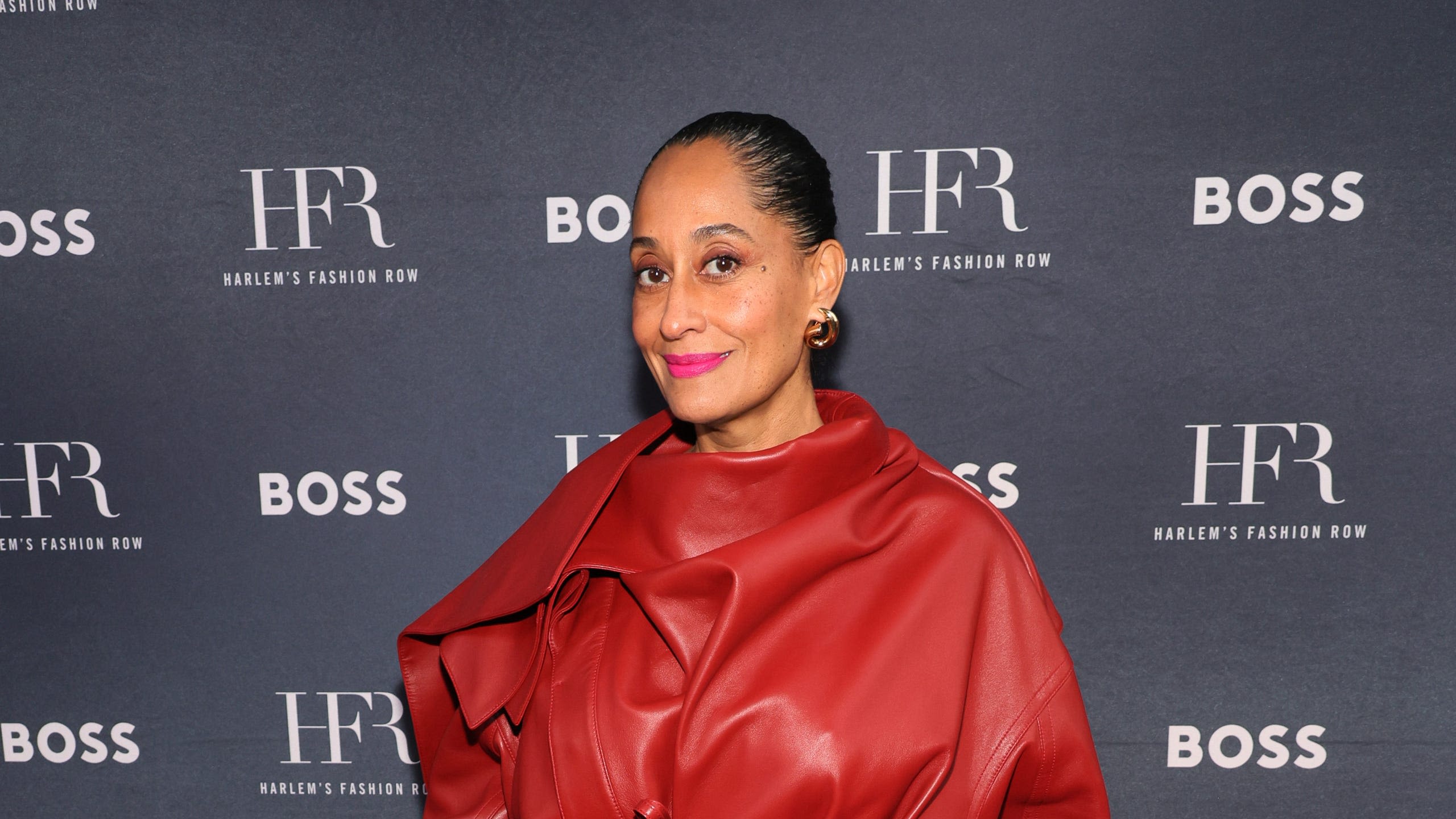 Tracee Ellis Ross Is a Blazing Red Vision in a Leather Trench Coat