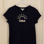 全新超美 Chloé  立體logo貼布 sun embroidery cotton T-shirt 深藍色14Y 現貨
