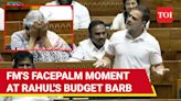 Nirmala Hides Her Face And Laughs As Rahul Gandhi Fires 'Halwa Budget' Jibe | Watch