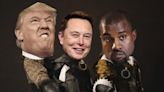 Elon Musk posts then deletes a meme showing him, Trump, and Kanye West as the Three Musketeers, each with their own social network