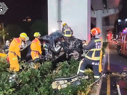 大七高速撞上台中捷運橋墩！ 駕駛夾車內身亡