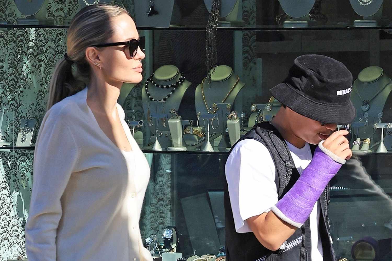 Angelina Jolie and Son Pax Step Out Together as He Wears an Arm Cast One Month After His Accident