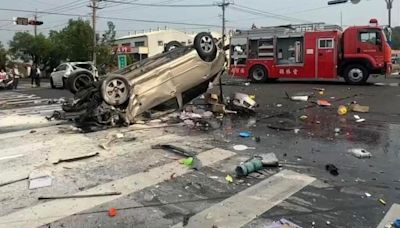 雲林車禍1死4傷！5車像保齡球瓶被撞開 驚悚瞬間畫面曝光 ｜壹蘋新聞網