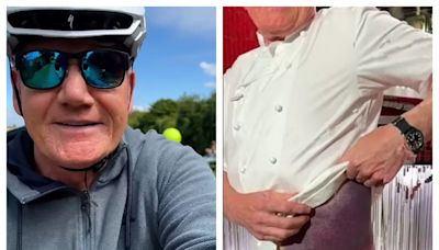 Gordon Ramsay returns to his bike a month after horror accident left him 'lucky to be here'