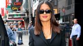 Salma Hayek styled her plunging swimsuit with ’90s platform heels