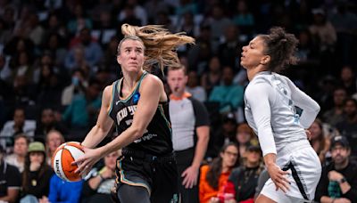 WNBA playoffs: Liberty take Game 1 against Aces in semifinals behind Breanna Stewart and Sabrina Ionescu