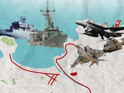 Despliegue militar a pie de playa, el Rey pasa revista naval en Gijón y preside una exhibición con 2.300 militares, 74 aeronaves y nueve buques