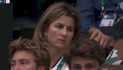 Tennis-mad Mirka Federer takes kids to watch shock Wimbledon clash without Roger