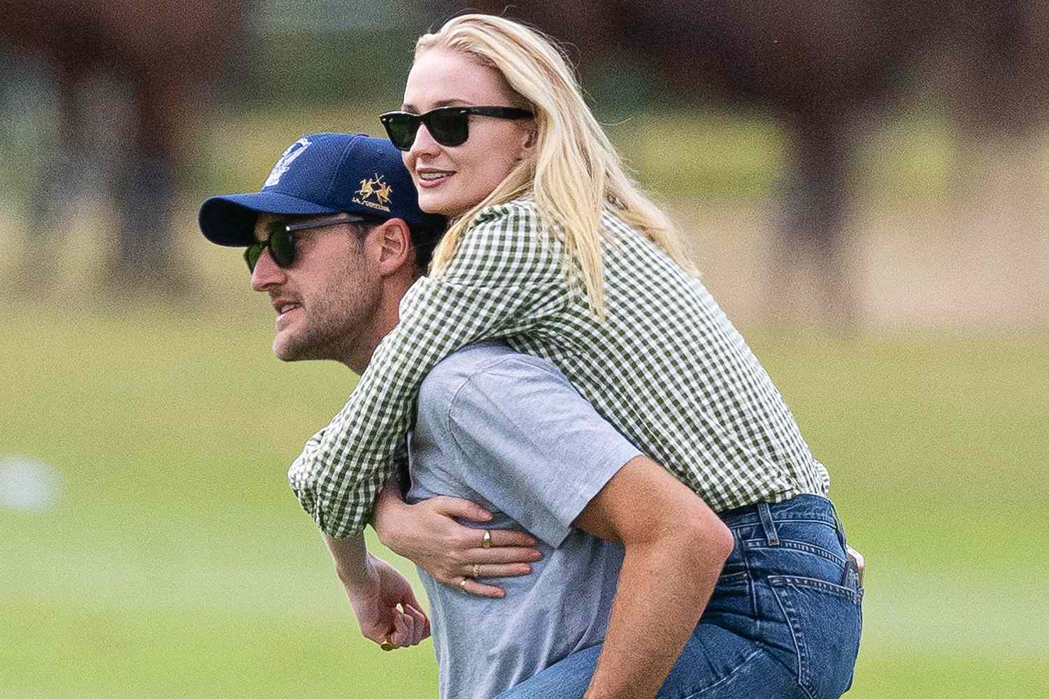 Sophie Turner Gets Piggyback Ride From Boyfriend Peregrine Pearson During Polo Outing at His Family's Estate