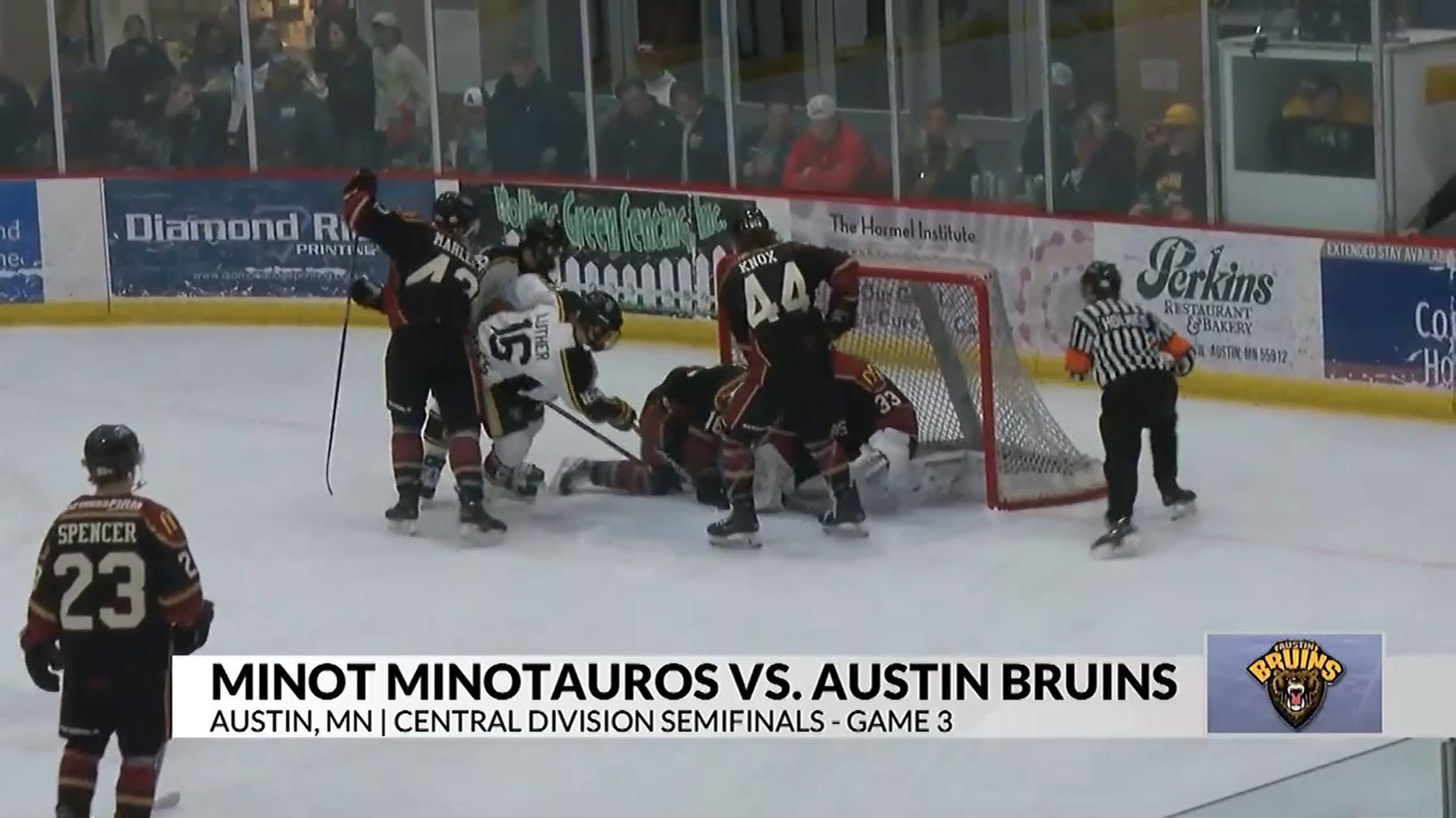 Austin Bruins' playoff run ends in a series sweep by Minot at home