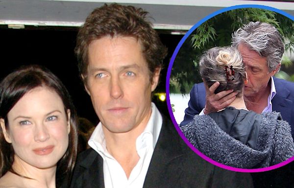 Hugh Grant Shares an Intimate Embrace With Renée Zellweger While Filming 'Bridget Jones 4'