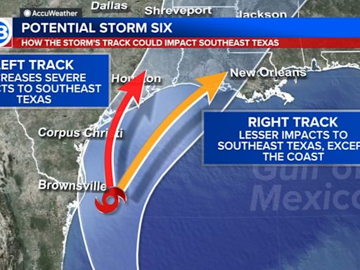 Potential Storm Six predicted to pass near or over upper Texas coast as hurricane on Wednesday