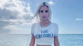 Kim Kardashian Posts Sexy Seaside Photo Shoot in Incredibles Tee and Risqué Bikini Bottoms