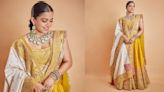 Rashmika Mandanna dons raw silk lehenga made with sitaara embroidery, styles with 2 dupattas for Anant Ambani-Radhika Merchant Wedding