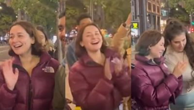 Hania Aamir surprises fans on London streets, sings Atif Aslam's Pehli Nazar Mein and clicks selfies. Watch