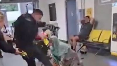 Police officer stood down after ‘truly shocking’ video shows man kicked in face at Manchester Airport