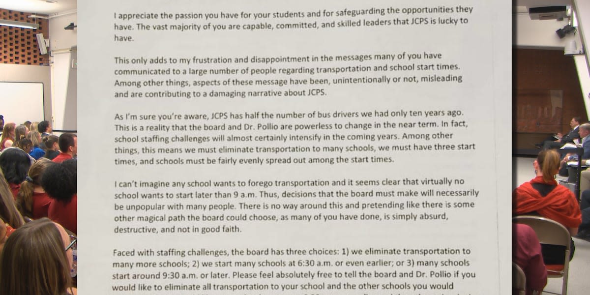 JCPS Board Member sends critical two-page letter to district principals
