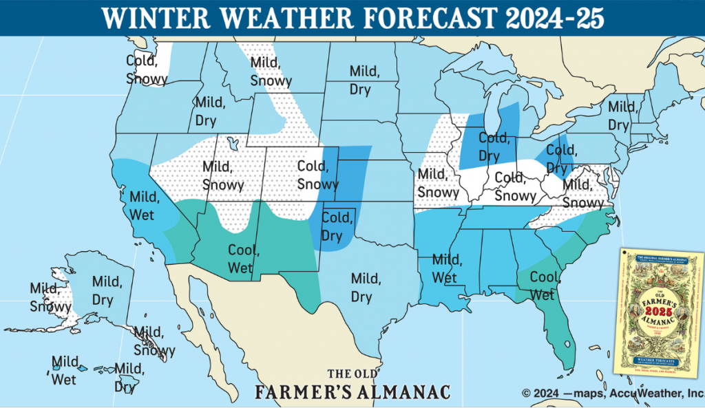 Farmer’s Almanac Forecasts a ‘Calmer, Gentler’ 2024-2025 Winter