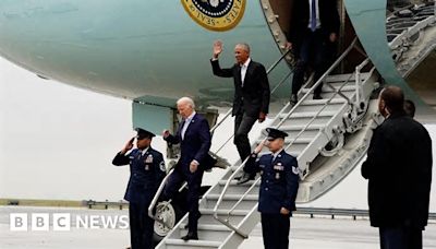 The moment Biden and Obama exit Air Force One in NYC