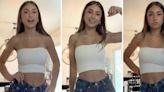 White tube top girl's viral TikTok dance turns her into a meme