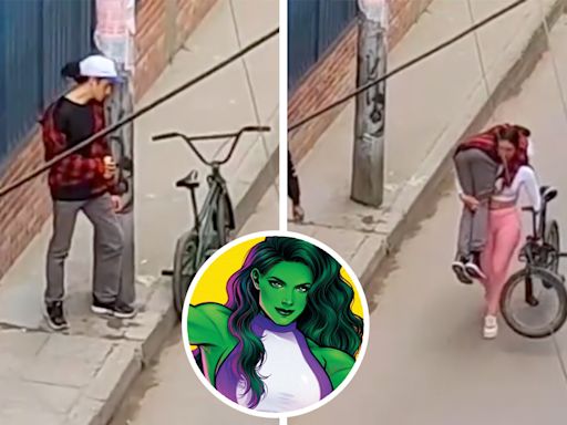 Joven carga a su novio alcoholizado con todo y bicicleta: su fuerza impacta a Internet (video)